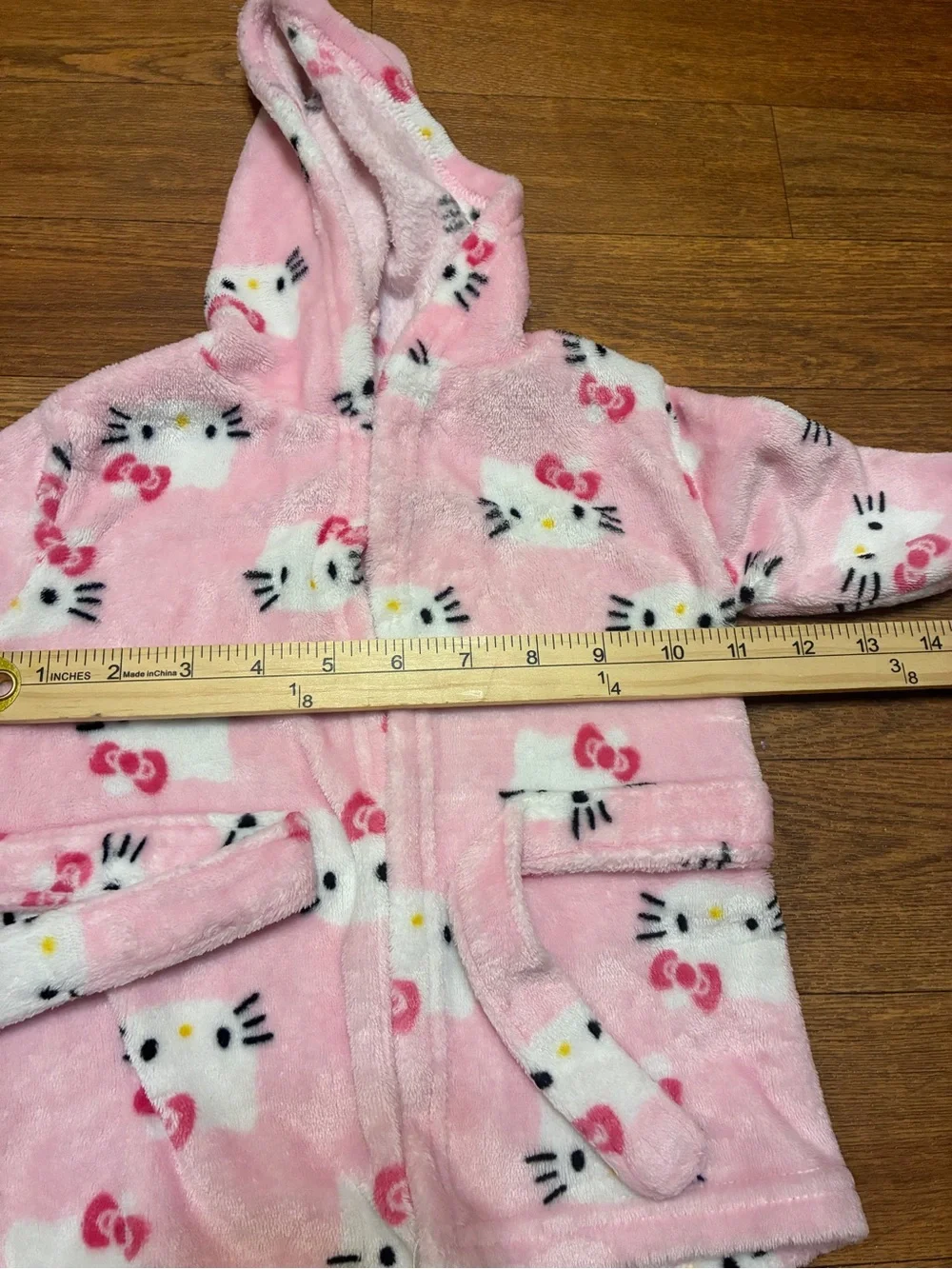 Sanrio Pink Hello Kitty Fleece Hooded Infants Robe with Belt